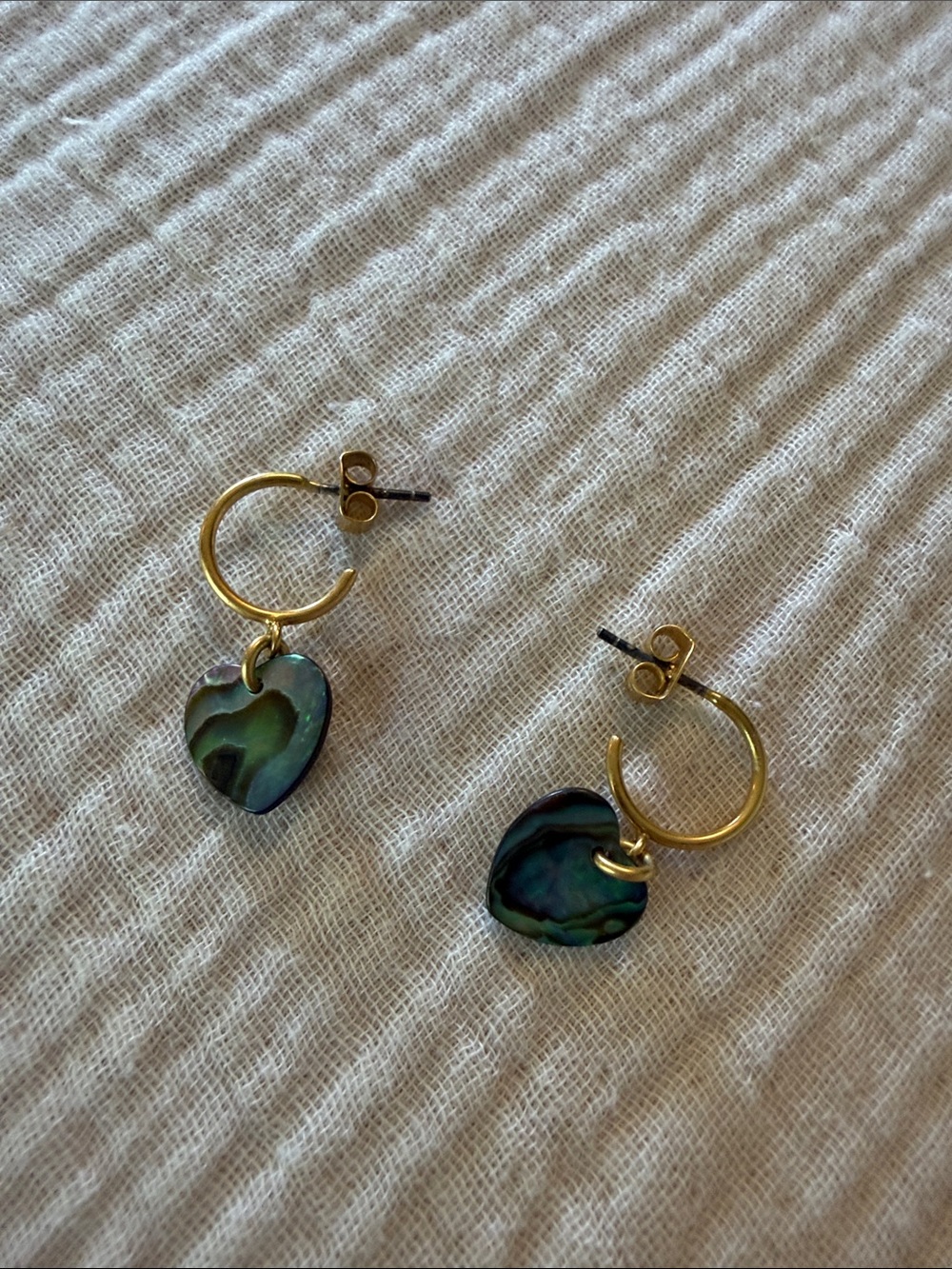 Madewell Hoop Earrings Sea Shell Charm Pierced Ears Gold Tone Hypoallergenic